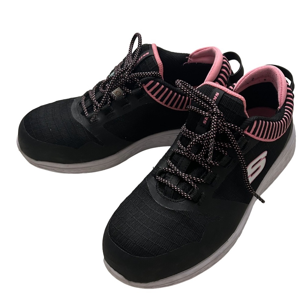 Skechers Women's Work with Memory Foam Black and Pink Athletic Sneakers